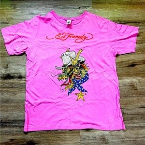 Ed Hardy bright pink men’s shirt excellent condition size XL